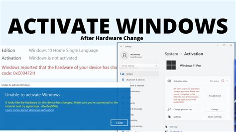 Windows not activated after changing hardware